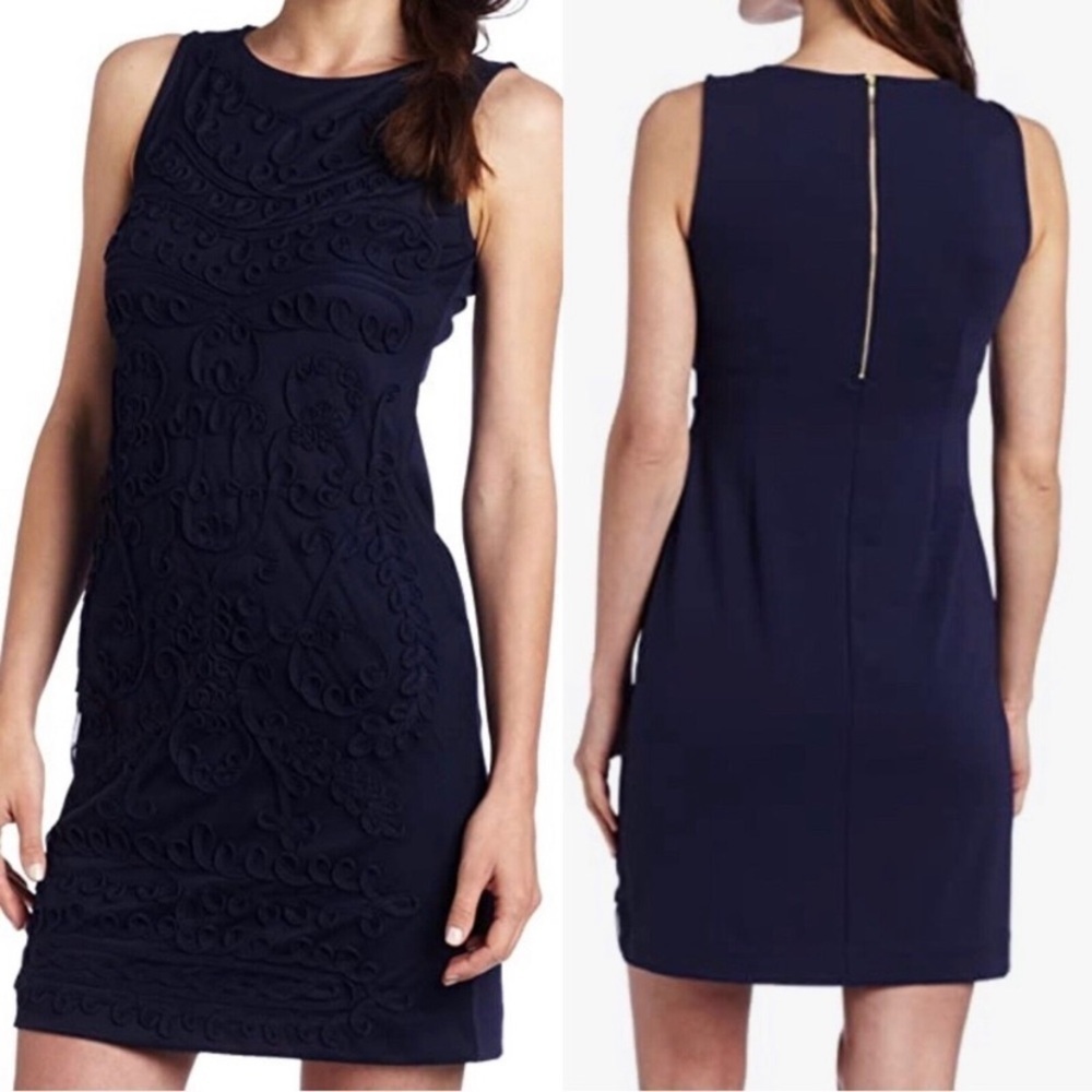 Lilly Pulitzer Weiss navy blue sleeveless soutache dress small